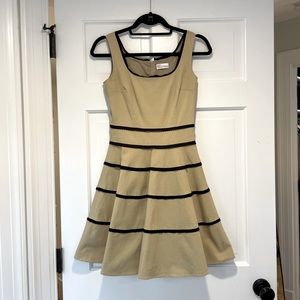 RED Valentino sleeveless fit and flare dress in khaki with black detail